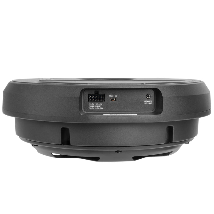 QBSTA 900W Peak (300W RMS) 11" Quick Bass Spare Tire Amplified Subwoofer System with Remote Bass Level Control