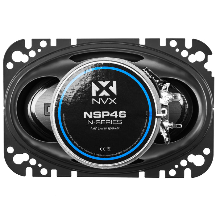 NSP46 300W Peak (100W RMS) 4x6" 2-Way N-Series Coaxial Car Speakers with 20mm Silk Dome Tweeters