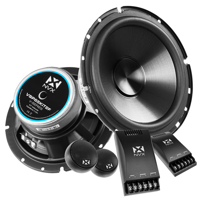 VSP65KIT2F 750W Peak (250W RMS) 6.5" 2-Ohm V-Series 2-Way Component Speakers with 25mm Silk Dome Tweeters