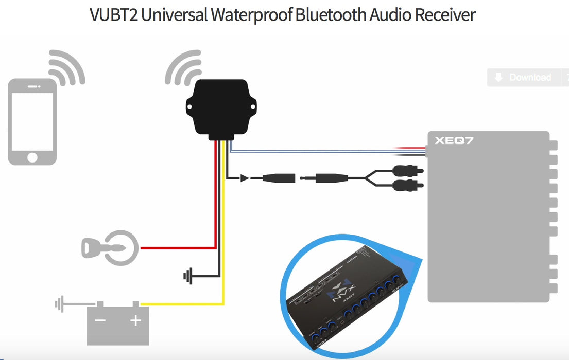 VUBT2 Universal Waterproof Bluetooth 4.0 Audio Receiver for Cars / Motorcycles / ATVs & Marine / Boats