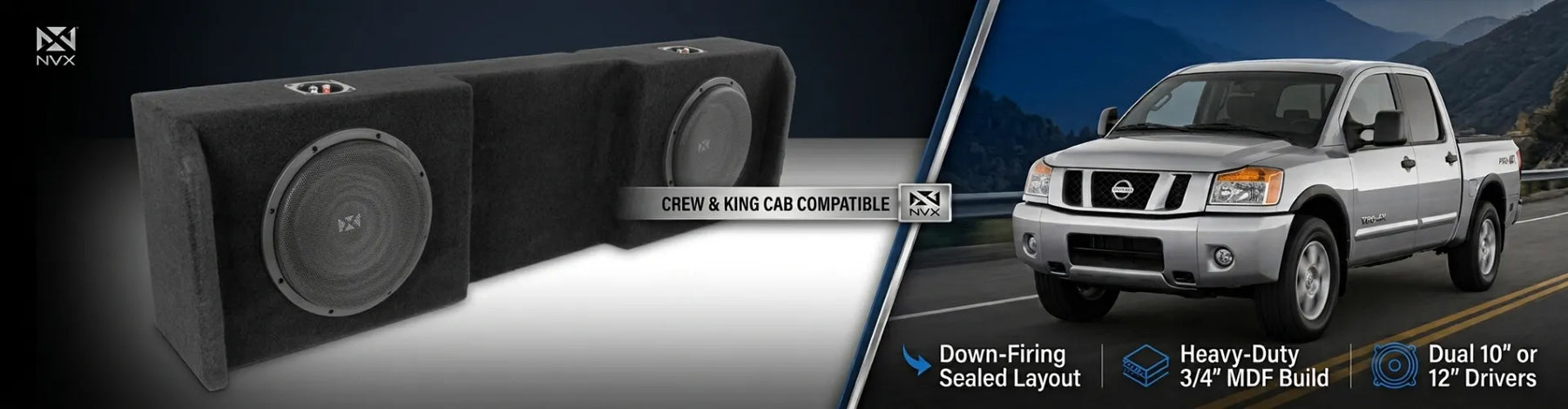 2004-2018 Nissan Titan Crew King Cab Custom Dual Subwoofer Enclosure