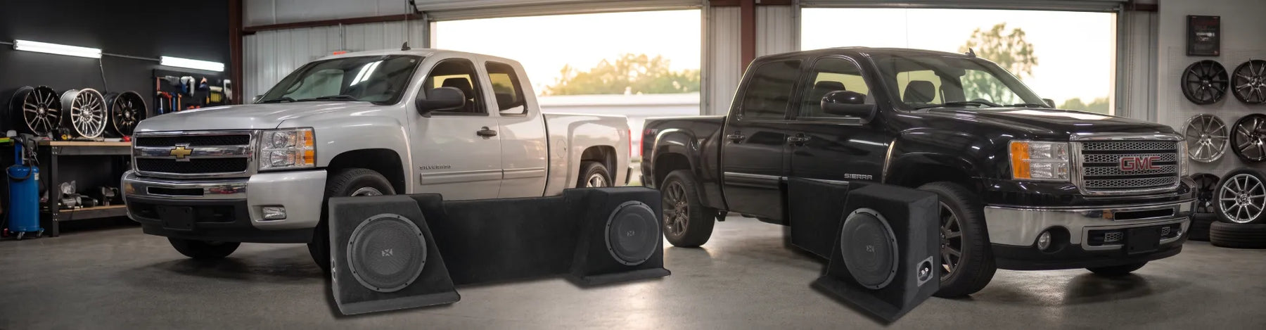 Loaded sealed subwoofer box 2008-2013 Silverado and Sierra extended cab