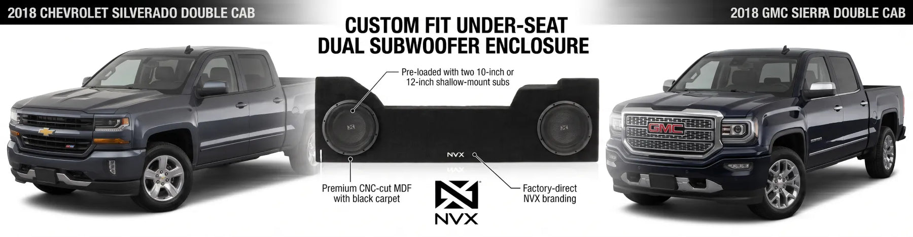 NVX Underseat Subwoofer Guide Silverado/Sierra Double Cab