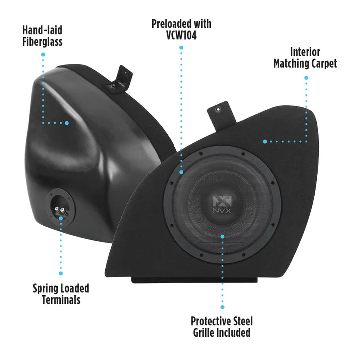 2012-2020 Tesla Model S Bass Package - Custom Single 10" 1000W RMS Amplified Subwoofer Enclosure with Line Out Converter and Wiring Kit - PBK-TSLAS-VCW104