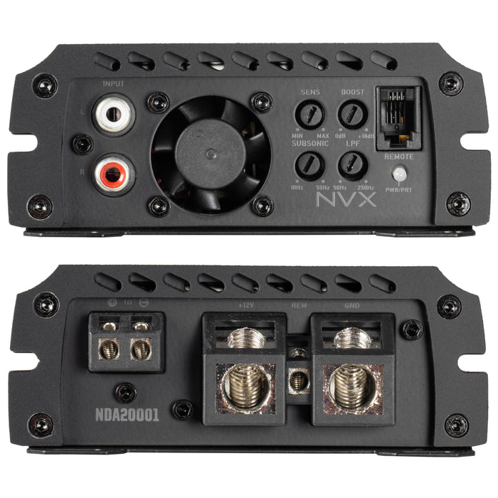 NDA20001 4000W Peak (2000W RMS) N-Series Class-D 1-Ohm Stable Monoblock Amplifier with Remote Bass Knob