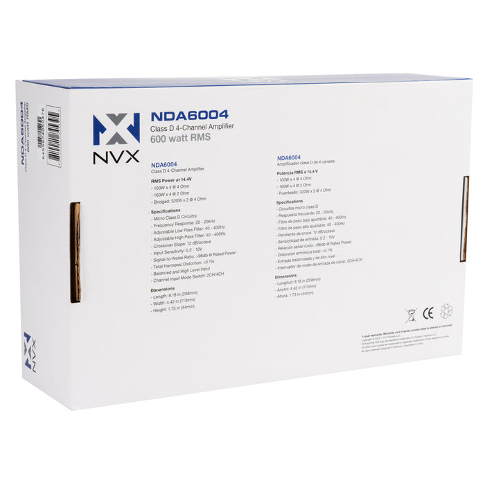 thumbnail image 2 of NVX MVPA4 Marine-V Series 600W RMS 4-Channel Class D Compact Amplifier 2 of 6