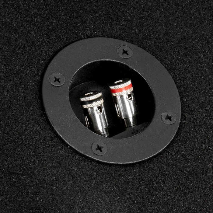 NE101P Single 10" Slot Ported 3/4" MDF Black Carpeted Subwoofer Enclosure – 1.5 Cu. Ft. with Polyfil and NVX Logo