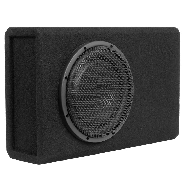 QB10SPA 1200W Peak (350W RMS) Single 10" Amplified Ported Loaded Subwoofer Enclosure with Remote Bass Knob