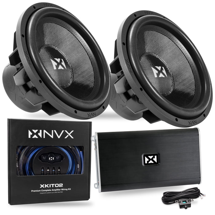 6000W Peak (3000W RMS) VC-Series v3 Dual 15" Subwoofer Bass Package with Monoblock Amplifier and Wiring Kit