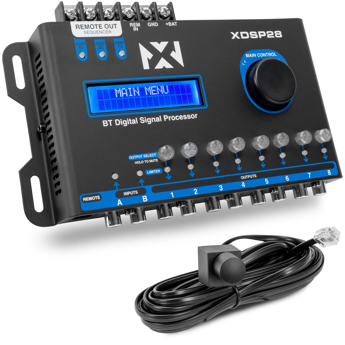 XDSP28 8-Channel X-Series 15 Band Parametric EQ Digital Signal Processor  (DSP) with LCD Display, Built-in Bluetooth and Remote Level Controller