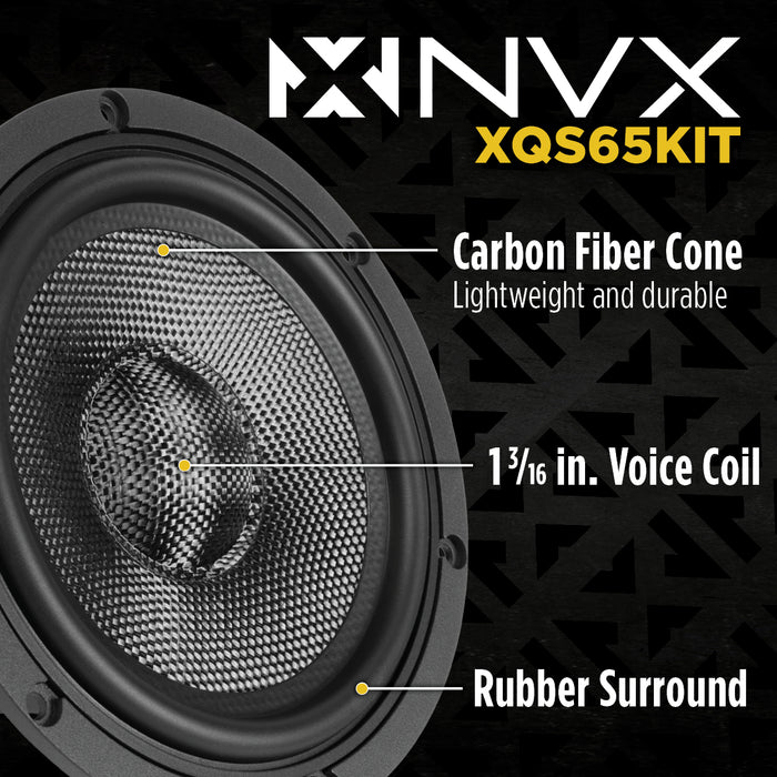XQS65KIT 600W Peak (300W RMS) 6.5" X-Series 2-Way Component Speaker System with Carbon Fiber Cones and 30mm Silk Dome Tweeters