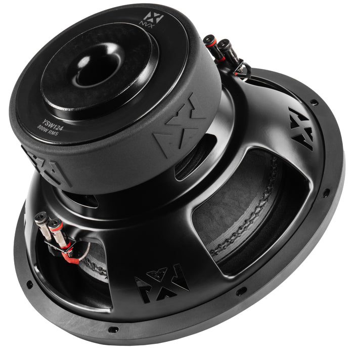 YSW124 1600W Peak (800W RMS) Y-Series 12" Dual 4-Ohm Subwoofer