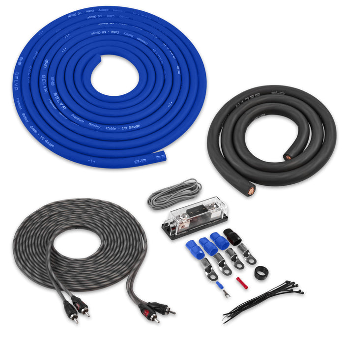 BAK02BL | 1/0 Gauge Premium (CCA) Copper Clad Aluminum Complete 2-Channel Amplifier Wiring Kit with RCA