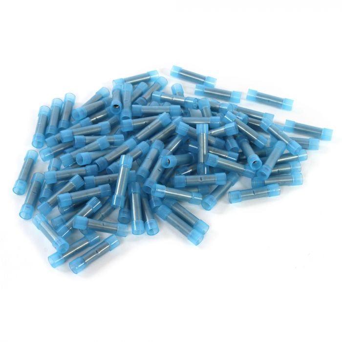BBC16B | 100 Pack of 16/14 Gauge Blue Nylon Butt Connectors