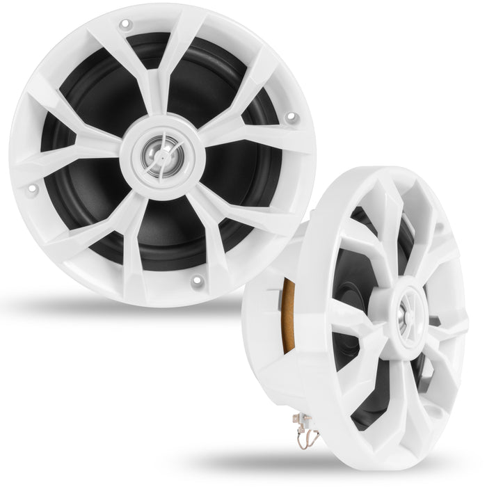 BBMS65W 400W Peak (200W RMS) 6.5" 2-Way Coaxial Marine Speakers (White)