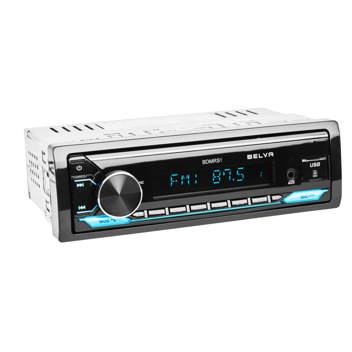 BDMRS1 | Single DIN Bluetooth In-Dash Car Stereo Receiver with Front SD, USB, AUX Input and 3 Sets of Preamp Outputs