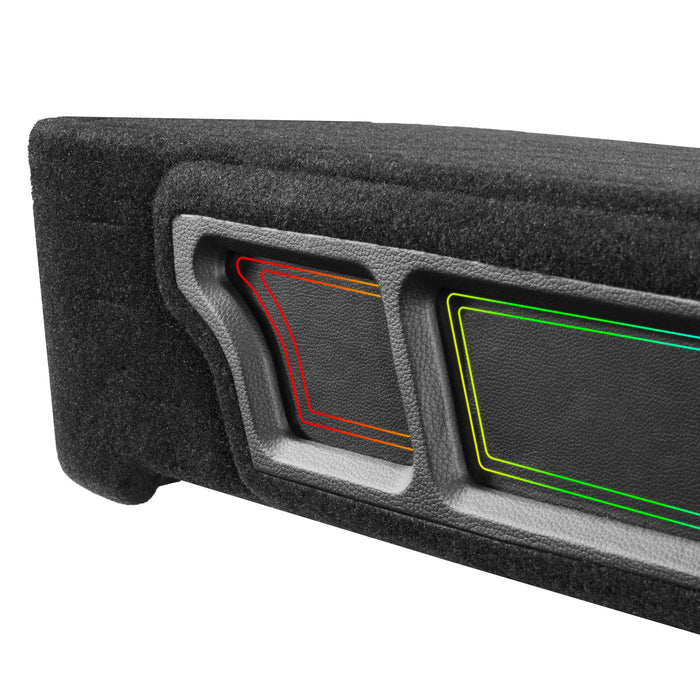 Custom Fit Dual 10" Empty BOOST Vented Truck Enclosure with RGB LED Lighting - 2009-2026 Ford F-Series Crew Cab Trucks - UBE-FD-09F150SC-P210