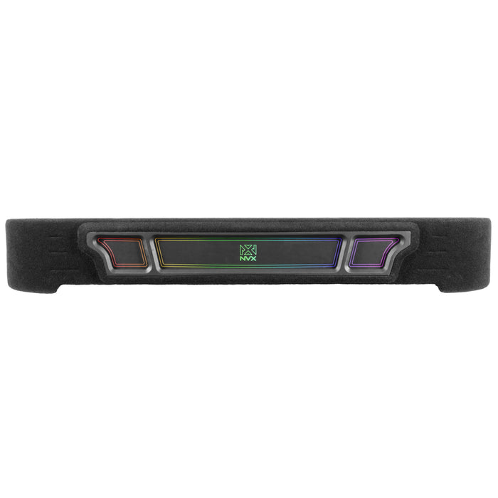 Custom Dual 10" Under-seat Ported Unloaded Subwoofer Enclosure with LED Lighting for 2009-Up Ford F-150 Super Crew and 2017-Up F-250/350 Super Duty Crew Cab Trucks | BE-FD-09F150SC-P210