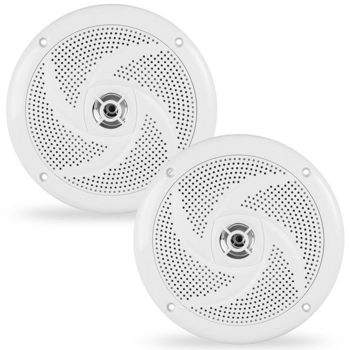 BMS65SW 400W Peak (80W RMS) 6.5" Shallow Mount 2-Way Coaxial Marine Speakers (White)