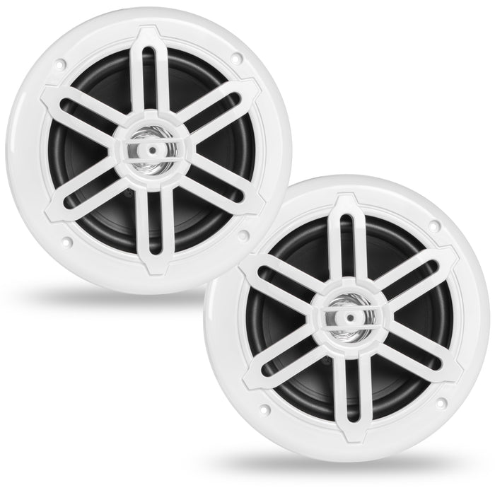 BMS65WH 500W Peak (250W RMS) 6.5" 2-Way Coaxial Marine Speakers (White)