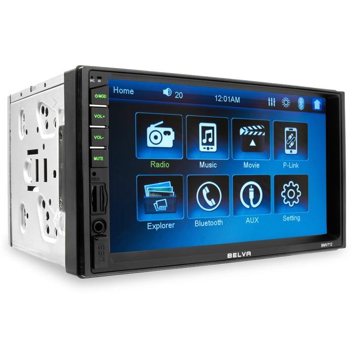 BMV712 7" Double DIN Touchscreen Mechless Car Stereo Receiver with Bluetooth and Phone Mirroring