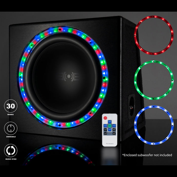 BSA10LED | Universal 10" RGB LED Subwoofer Light Ring with Remote