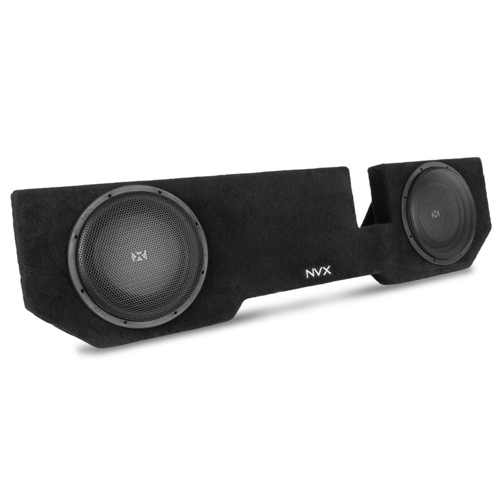 LVE-DOD-RAMQCCG3-D12S Custom Fit 800W RMS Dual 12" Sealed Loaded Subwoofer Enclosure for 2002-2018 Ram Quad and Crew Cab Trucks