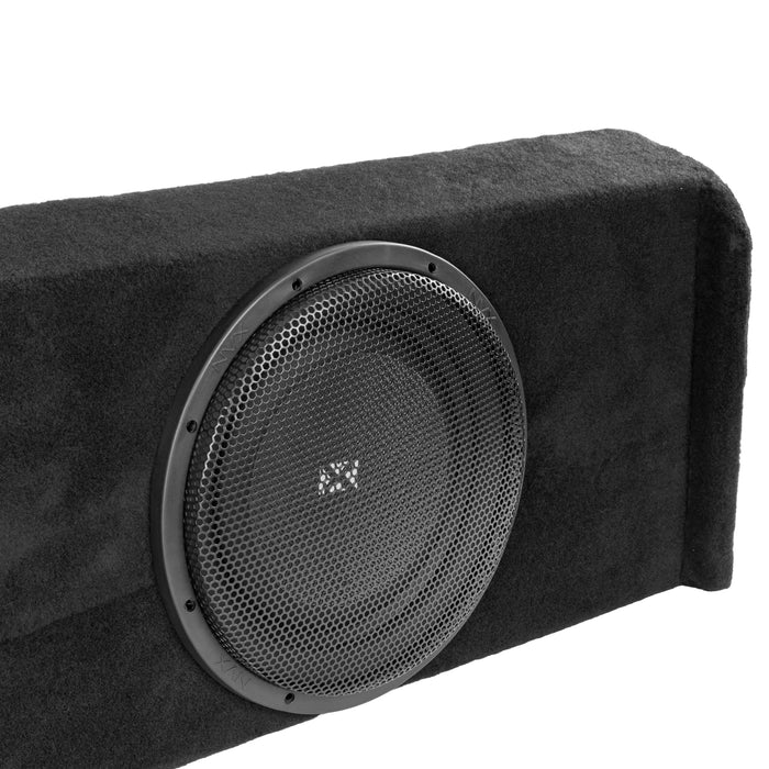 LVE-FRD-150CCG12-D12S Custom Fit 800W RMS Dual 12" Sealed Loaded Down Firing Subwoofer Enclosure for 2009-2018 Ford F-150 Super Crew Cab Trucks