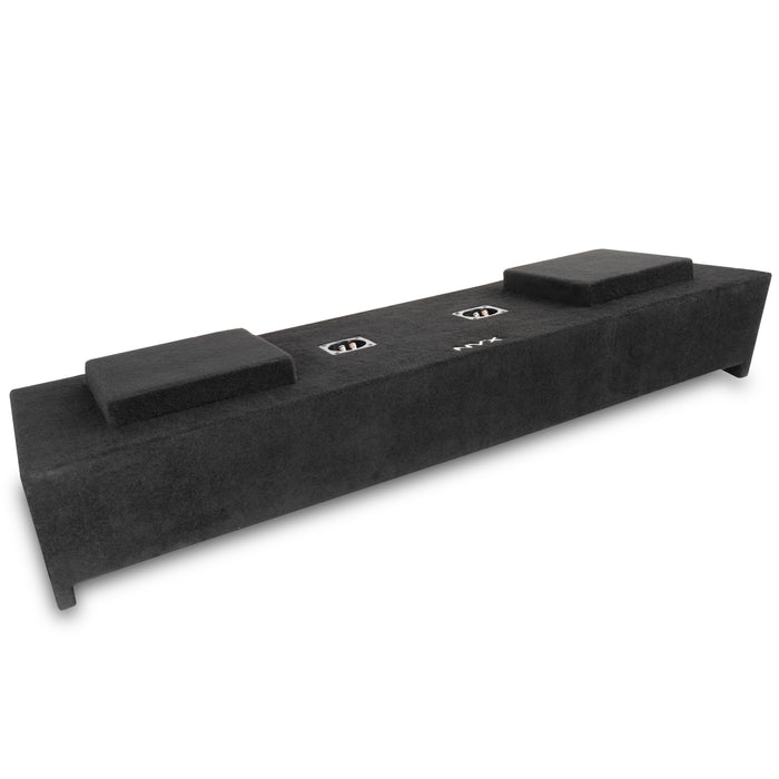 LVE-GM-SLVCCG2-D10S Custom Fit 700W RMS Dual 10" Sealed Down Firing Loaded Subwoofer Enclosure for 2008-2013 Chevrolet Silverado and GMC Sierra Crew Cab Trucks