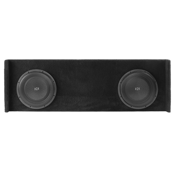 LVE-GM-SLVCCG2-D10S Custom Fit 700W RMS Dual 10" Sealed Down Firing Loaded Subwoofer Enclosure for 2008-2013 Chevrolet Silverado and GMC Sierra Crew Cab Trucks