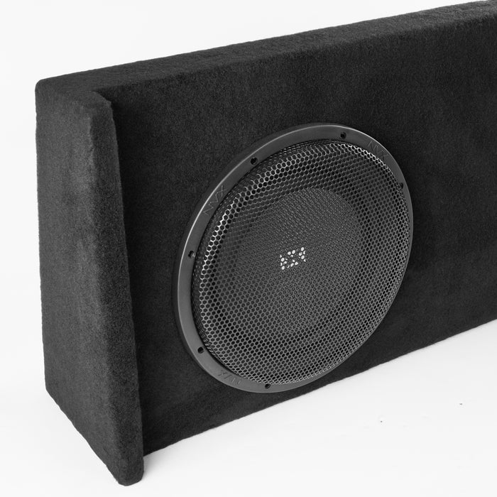 LVE-GM-SLVCCG2-D10S Custom Fit 700W RMS Dual 10" Sealed Down Firing Loaded Subwoofer Enclosure for 2008-2013 Chevrolet Silverado and GMC Sierra Crew Cab Trucks