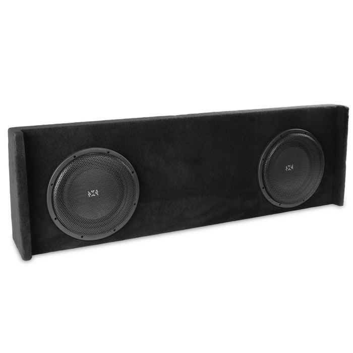 LVE-GM-SLVCCG2-D10S Custom Fit 700W RMS Dual 10" Sealed Down Firing Loaded Subwoofer Enclosure for 2008-2013 Chevrolet Silverado and GMC Sierra Crew Cab Trucks