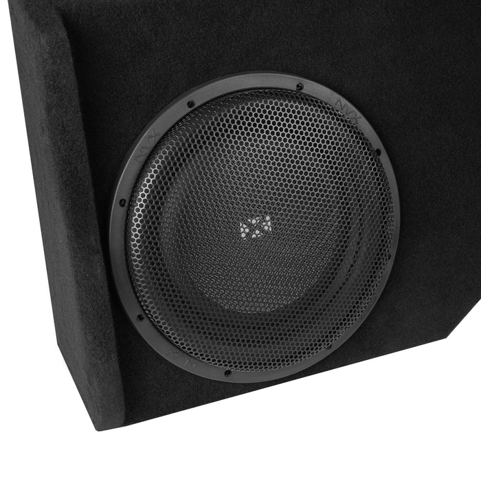 LVE-GM-SLVCCG3-D12S Custom Fit 800W RMS Dual 12" Sealed Down Firing Loaded Subwoofer Enclosure for 2014-2018 Chevrolet Silverado and GMC Sierra Crew Cab Trucks