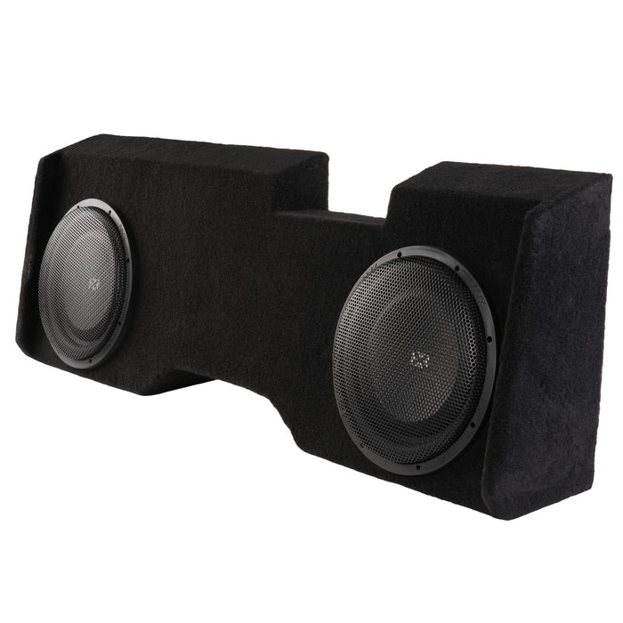 LVE-GM-SLVCCG3-D12S Custom Fit 800W RMS Dual 12" Sealed Down Firing Loaded Subwoofer Enclosure for 2014-2018 Chevrolet Silverado and GMC Sierra Crew Cab Trucks