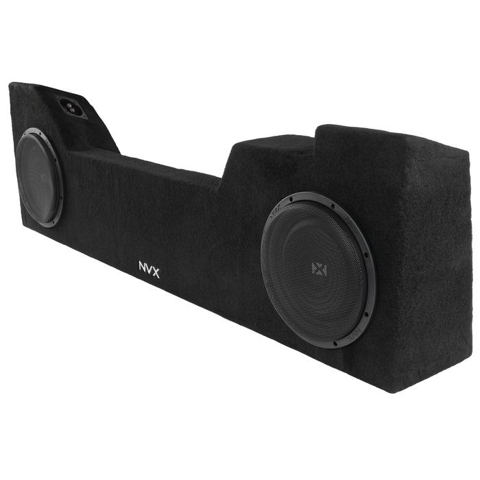 LVE-GM-SLVDCG3-D10S Custom Fit 700W RMS Dual 10" Sealed Up Firing Loaded Subwoofer Enclosure for 2014-2018 Chevrolet Silverado and GMC Sierra Double Cab Trucks