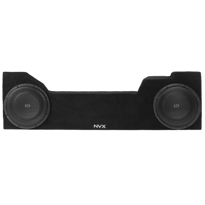 LVE-GM-SLVDCG3-D12S Custom Fit 800W RMS Dual 12" Sealed Up Firing Loaded Subwoofer Enclosure for 2014-2018 Chevrolet Silverado and GMC Sierra Double Cab Trucks