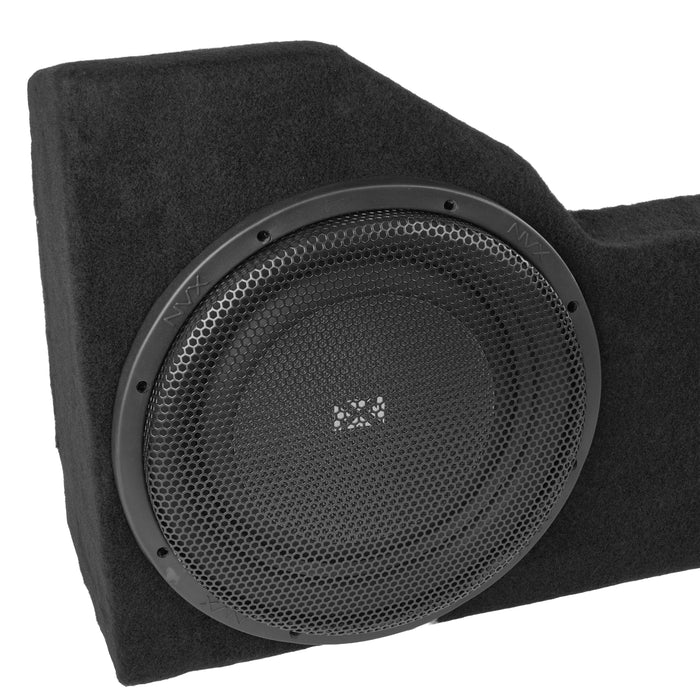 LVE-GM-SLVDCG3-D12S Custom Fit 800W RMS Dual 12" Sealed Up Firing Loaded Subwoofer Enclosure for 2014-2018 Chevrolet Silverado and GMC Sierra Double Cab Trucks