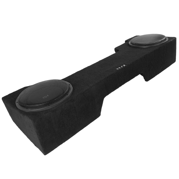 LVE-GM-SLVDCG3-D12S Custom Fit 800W RMS Dual 12" Sealed Up Firing Loaded Subwoofer Enclosure for 2014-2018 Chevrolet Silverado and GMC Sierra Double Cab Trucks