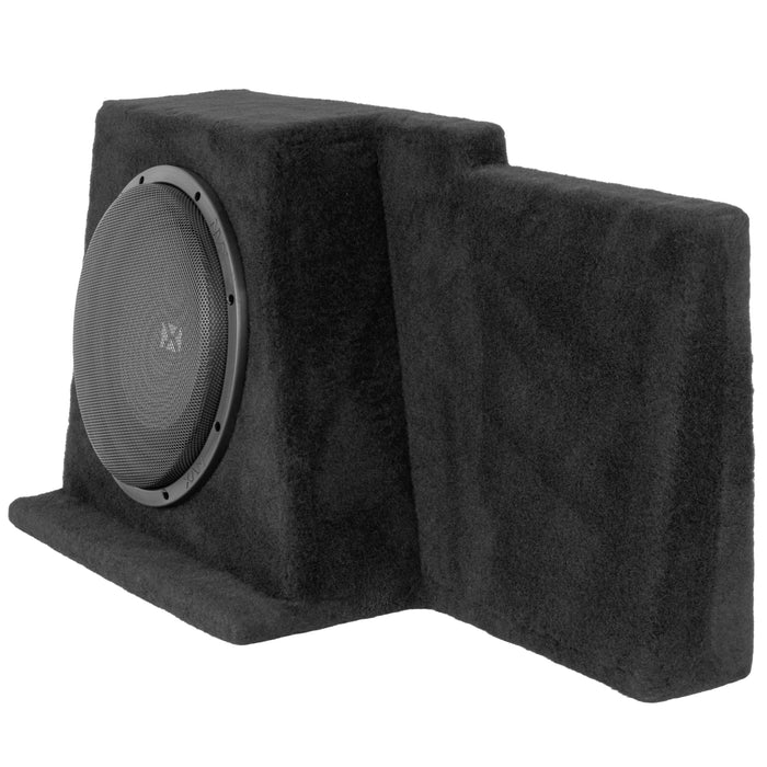 LVE-GM-SLVECG2-D12S Custom Fit 800W RMS Dual 12" Sealed Down Firing Loaded Subwoofer Enclosure for 2008-2013 Chevrolet Silverado and GMC Sierra Extended Cab Trucks