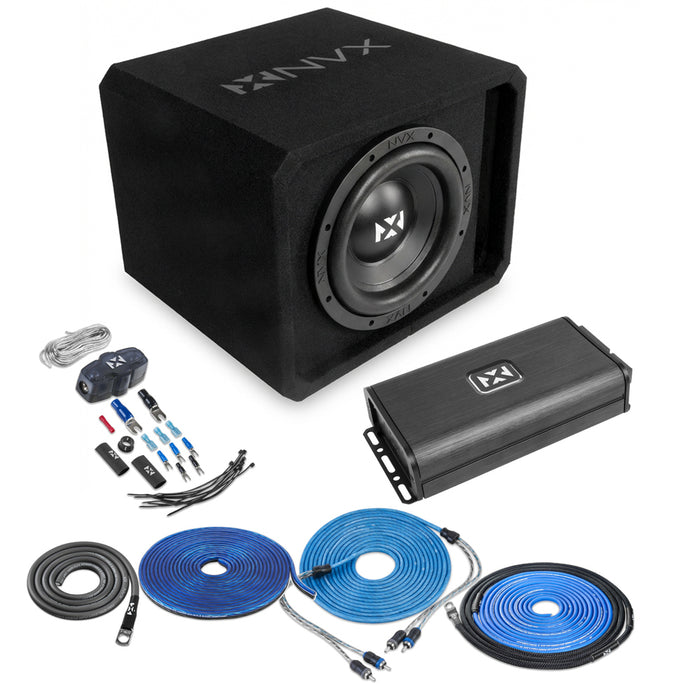 NVX Single 10" Complete Bass System w/  Ported Box, Amp, and Wiring Kit