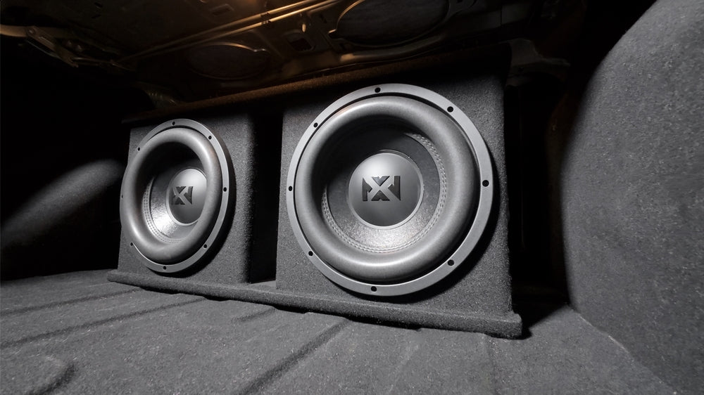 NPKG212 1000W Peak (500W RMS) Loaded Dual 12" Subwoofer with Slot Ported Enclosure and Monoblock Amplifier with Remote Bass Knob and Amplifier Wiring Kit