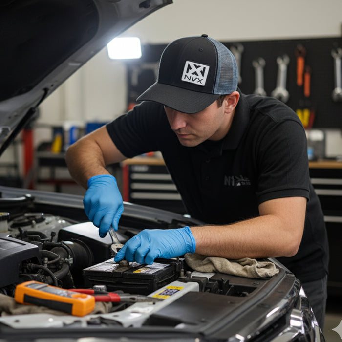 Classic Mesh Trucker Snapback Hat with Square NVX Logo Patch