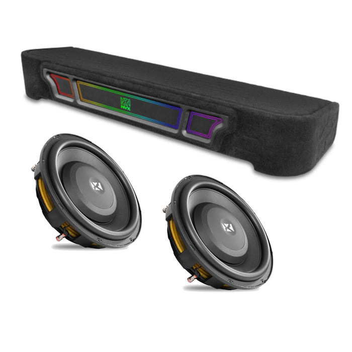 2009-2026 Ford F-Series Bass Package - Custom Dual 10" 1200W RMS Amplified Subwoofer Enclosure with Amplifier Wiring Kit - PBK-FD-09F150SC-P210