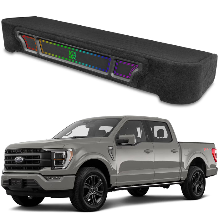 2009-2026 Ford F-Series Bass Package - Custom Dual 10" 1200W RMS Amplified Subwoofer Enclosure with Amplifier Wiring Kit - PBK-FD-09F150SC-P210
