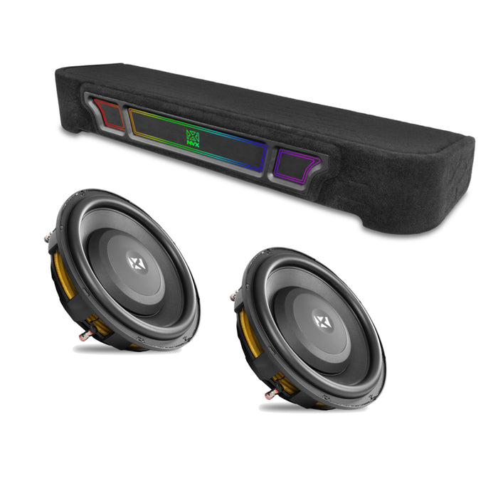 2009-2026 Ford F-Series Bass Package - Custom Dual 10" 1200W RMS Amplified Subwoofer Enclosure with Amplifier Wiring Kit - PBK-FD-09F150SC-S210