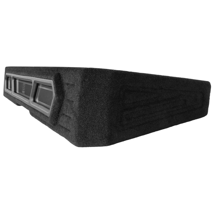 2008-2018 Chevrolet Silverado, GMC Sierra Crew Cab Bass Package - Custom Dual 10" 1200W RMS Amplified Vented Subwoofer Enclosure with Amplifier Wiring Kit - PBK-GM-08SLVCC-P210