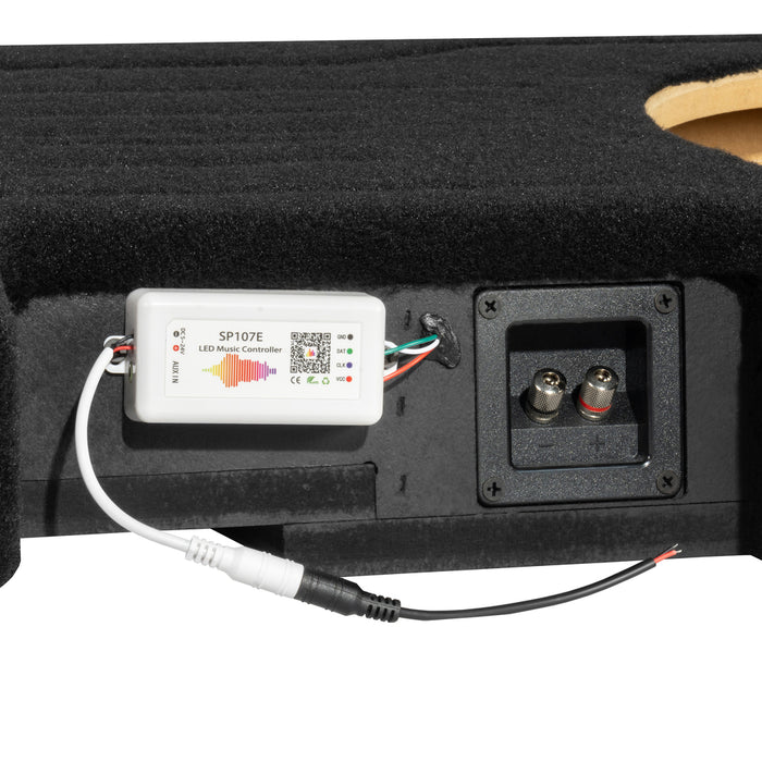 2008-2018 Chevrolet Silverado, GMC Sierra Crew Cab Bass Package - Custom Dual 12" 1200W RMS Amplified Vented Subwoofer Enclosure with Amplifier Wiring Kit - PBK-GM-08SLVCC-P212