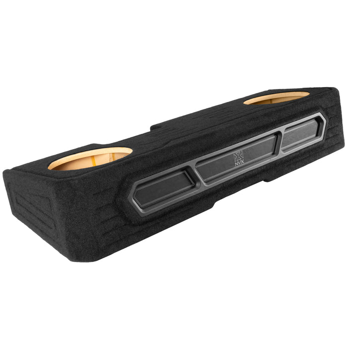 2019-2024 Chevrolet Silverado, GMC Sierra Crew Cab Bass Package - Custom Dual 12" 1200W RMS Amplified Sealed Subwoofer Enclosure with Amplifier Wiring Kit - PBK-GM-19SLVCC-S212