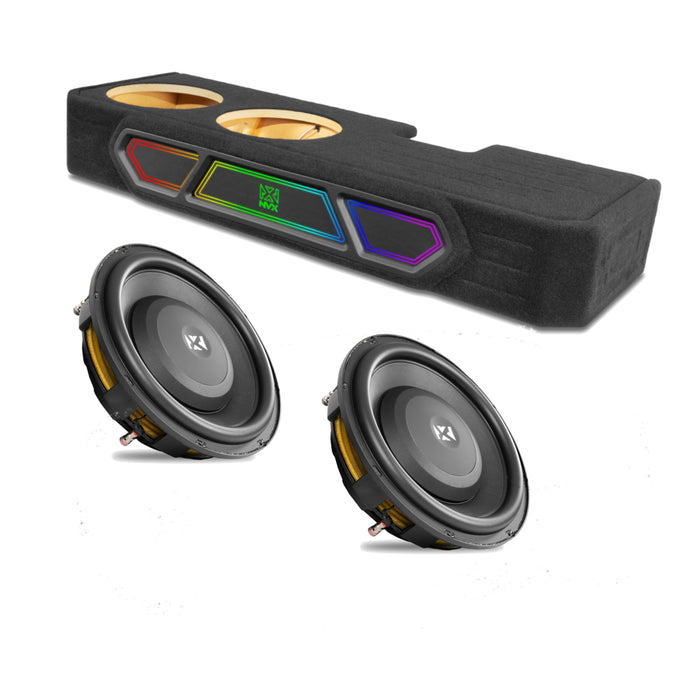 2019-2024 Ram 1500 Crew Cab Bass Package - Custom Dual 12" 1200W RMS Amplified Vented Subwoofer Enclosure with Amplifier Wiring Kit - PBK-RAM-19CC-P212