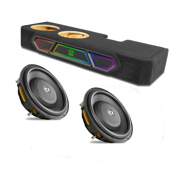 2019-2024 Ram 1500 Crew Cab Bass Package - Custom Dual 12" 1200W RMS Amplified Sealed Subwoofer Enclosure with Amplifier Wiring Kit - PBK-RAM-19CC-S212